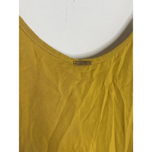 Skemo Basics Flamneco Mustard Yellow Sleeveless Ruffle Dress Size Small New - Picture 6 of 7